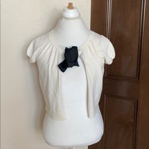 Loft Cropped Cream Cardigan with Black Ties